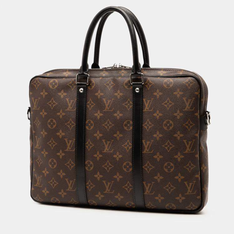Pre Owned Louis Vuitton Brown Monogram Macassar Porte Documents Voyage