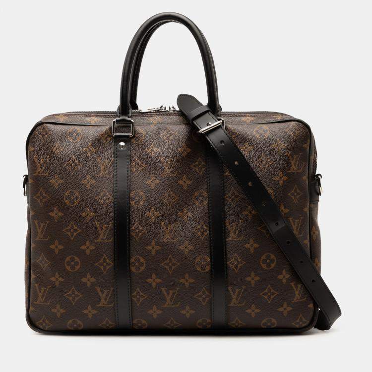 Pre Owned Louis Vuitton Brown Monogram Macassar Porte Documents Voyage