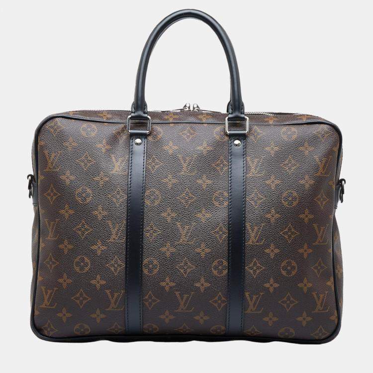 Pre Owned Louis Vuitton Brown Monogram Macassar Porte Documents Voyage