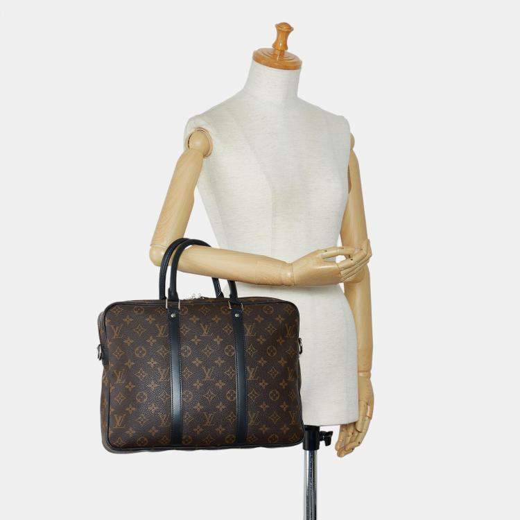 Pre Owned Louis Vuitton Brown Monogram Macassar Porte Documents Voyage