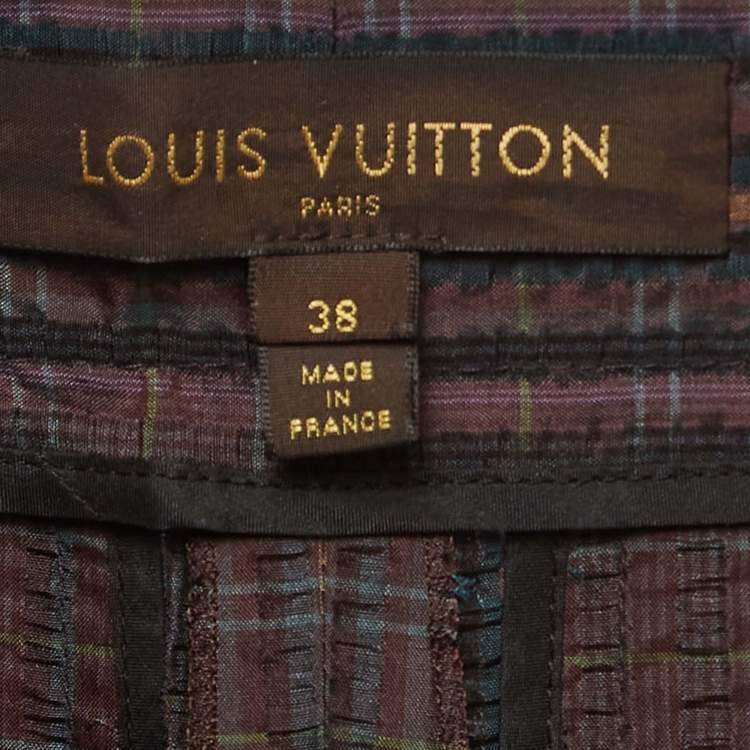 Pre Owned Louis Vuitton Multicolor Checkered Silk Blend Tie Detail Pants M