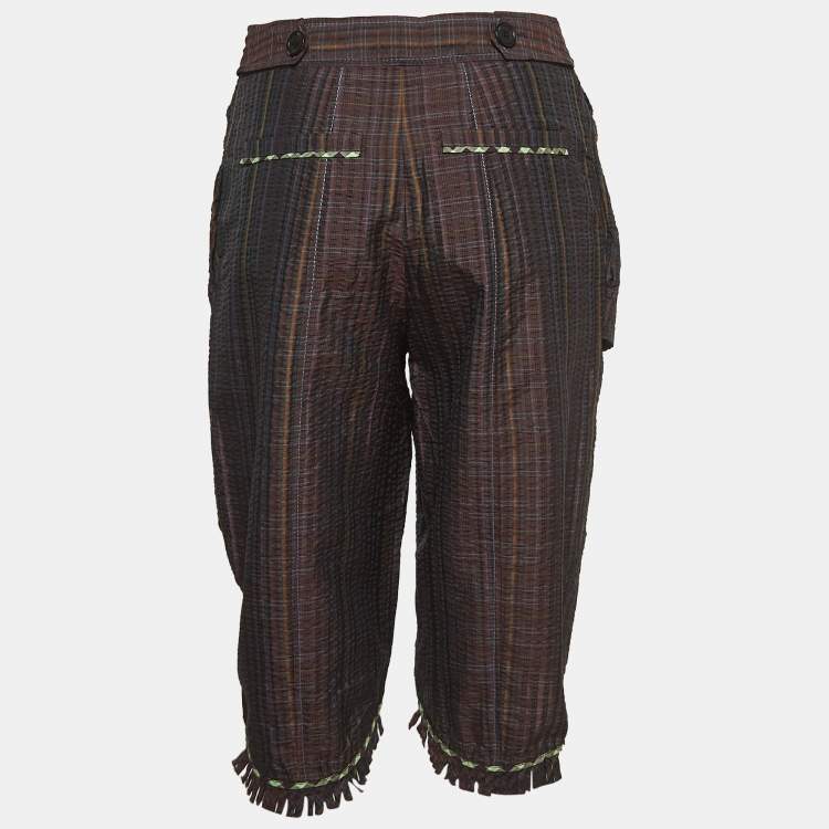 Pre Owned Louis Vuitton Multicolor Checkered Silk Blend Tie Detail Pants M