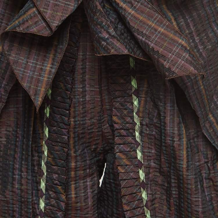 Pre Owned Louis Vuitton Multicolor Checkered Silk Blend Tie Detail Pants M