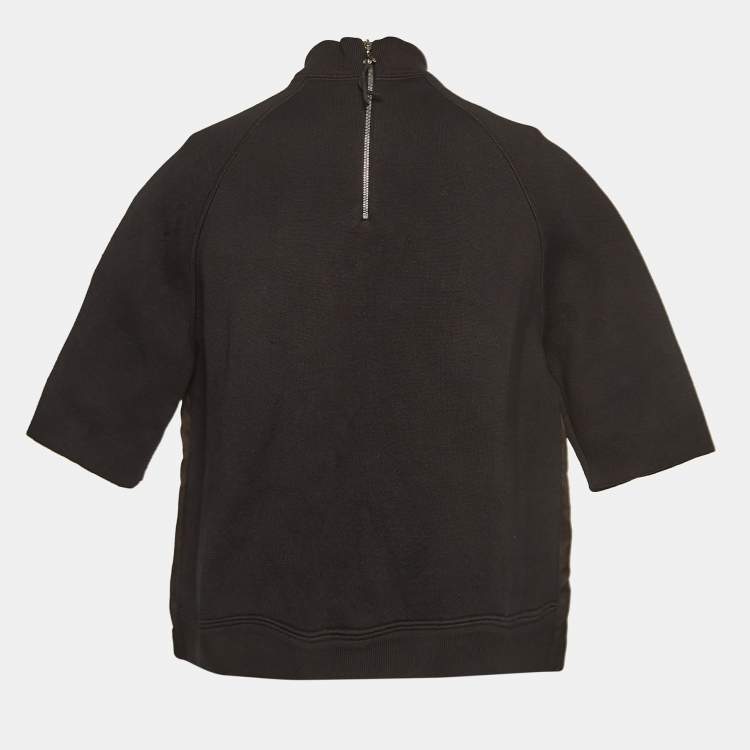 Pre Owned Louis Vuitton Brown Silk and Wool Blend Raglan Sleeves T-shirt S