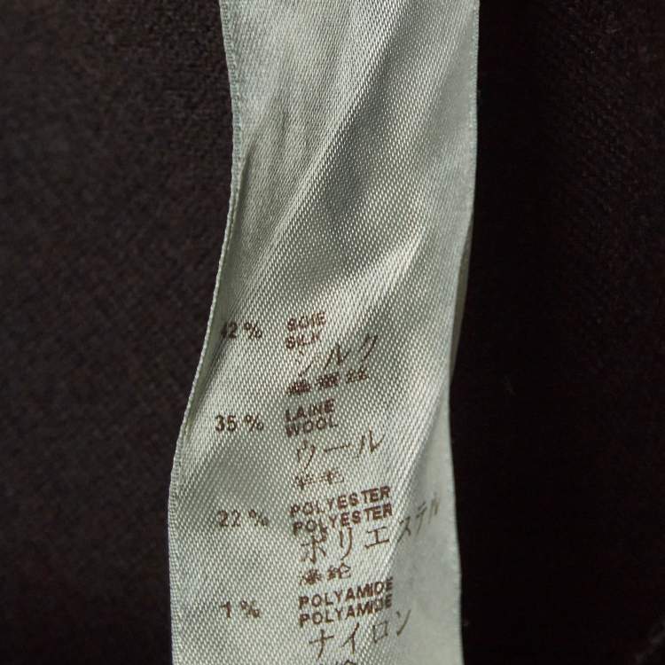 Pre Owned Louis Vuitton Brown Silk and Wool Blend Raglan Sleeves T-shirt S