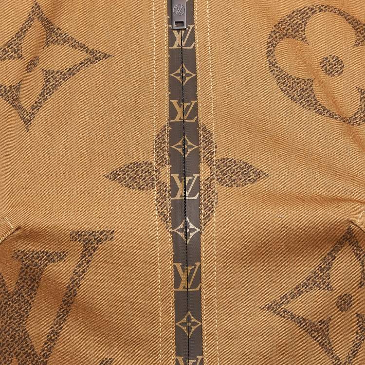 Pre Owned Louis Vuitton Brown Printed Cotton Front Zipped Mini Dress S