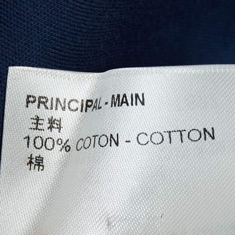 Pre Owned Louis Vuitton Navy Blue Applique Cotton Jersey T-Shirt M