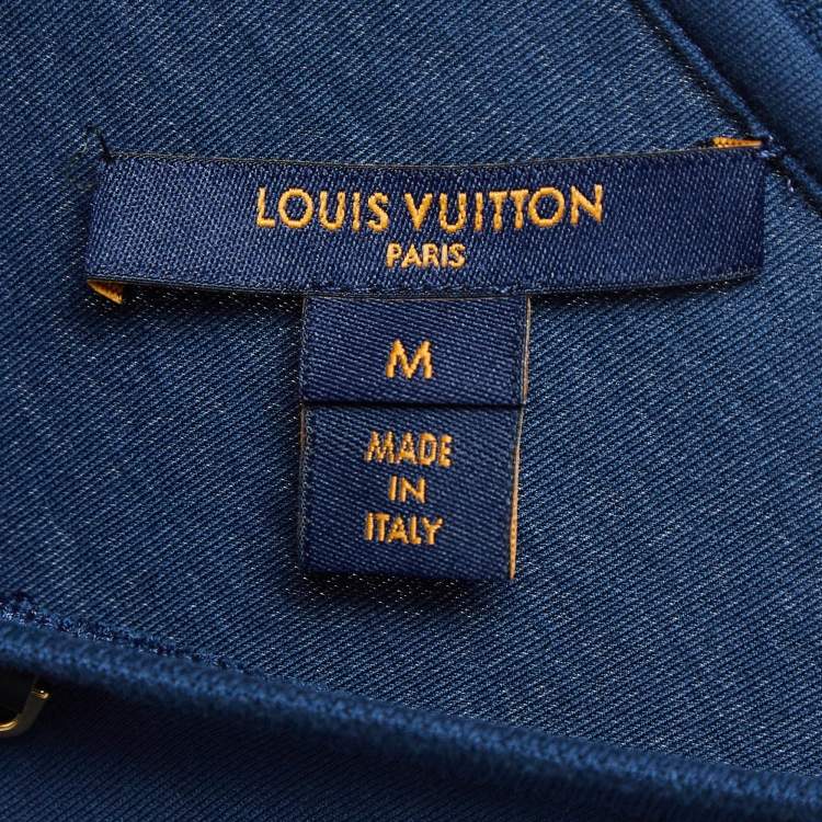 Pre Owned Louis Vuitton Navy Blue Applique Cotton Jersey T-Shirt M