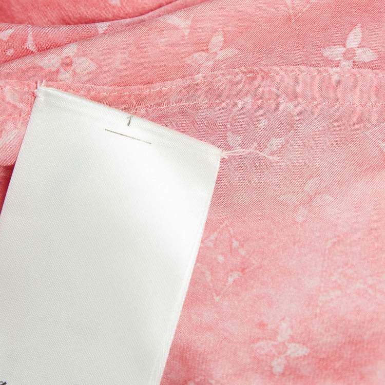 Pre Owned Louis Vuitton Pink Monogram Printed Silk Sleeveless Mini Dress S
