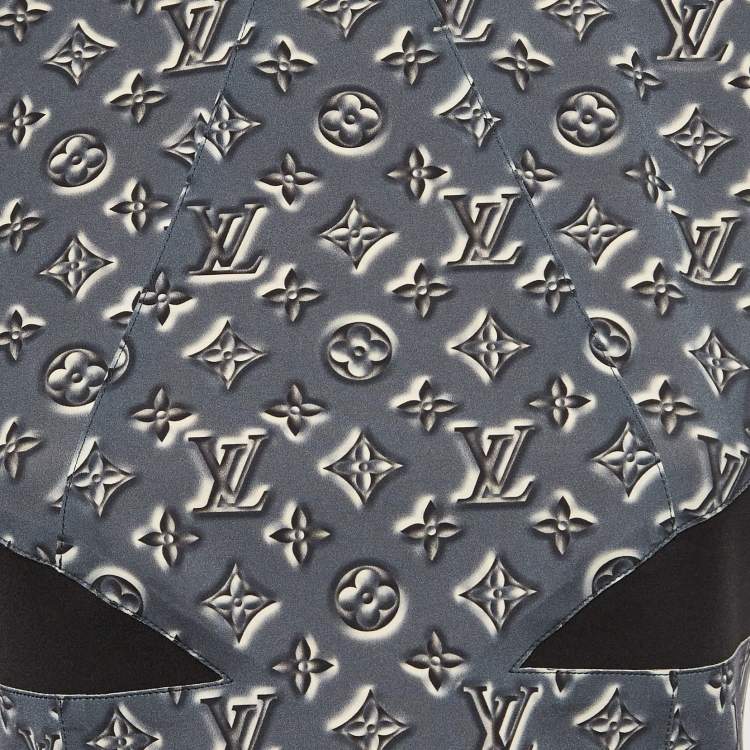 Pre Owned Louis Vuitton Grey Monogram Shadow Jersey Short Dress M