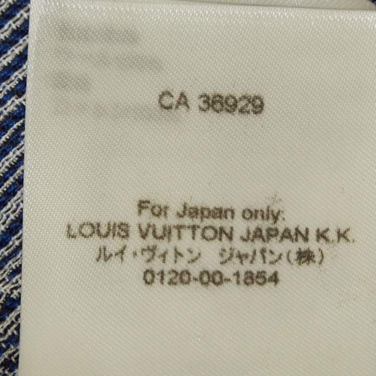 Pre Owned Louis Vuitton Navy Blue Checkered Patterned Wool Shirt M