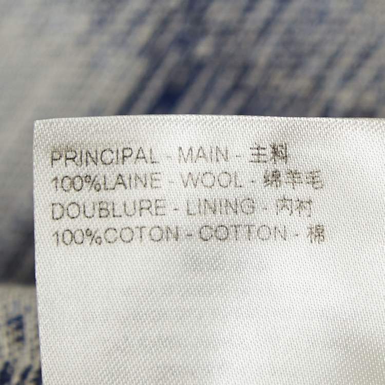 Pre Owned Louis Vuitton Navy Blue Checkered Patterned Wool Shirt M