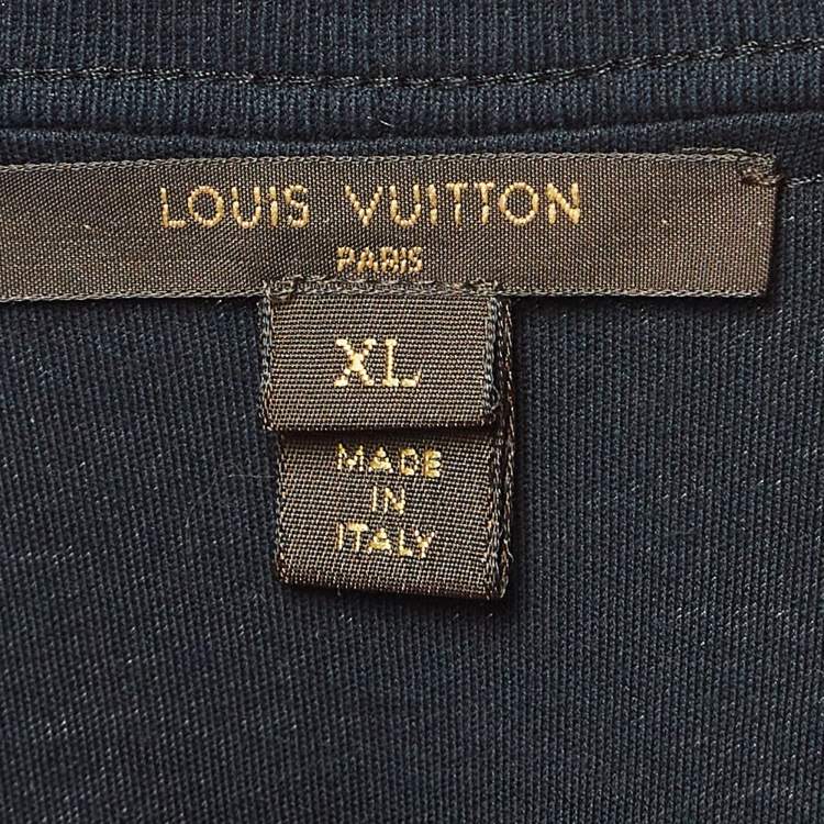 Pre Owned Louis Vuitton Black Monogram Print & Striped Tank Top XL