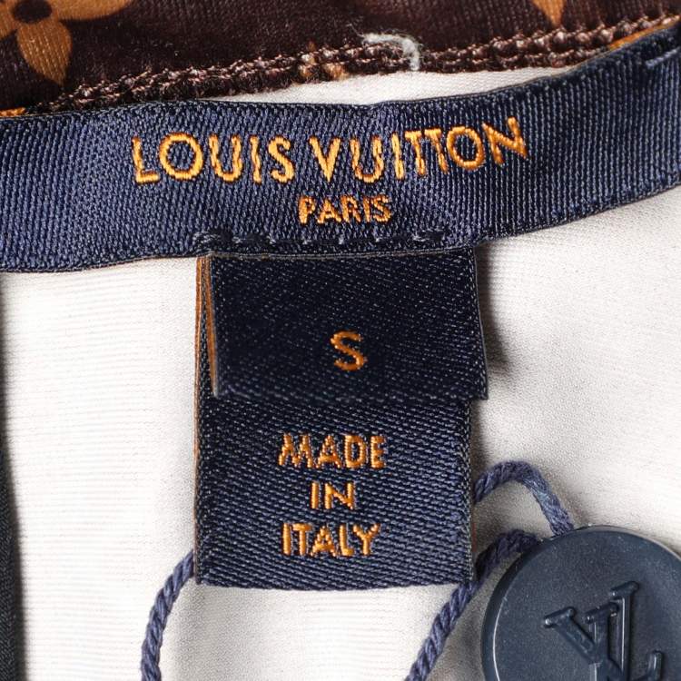 Pre Owned Louis Vuitton Brown Monogram Print Jersey Top S