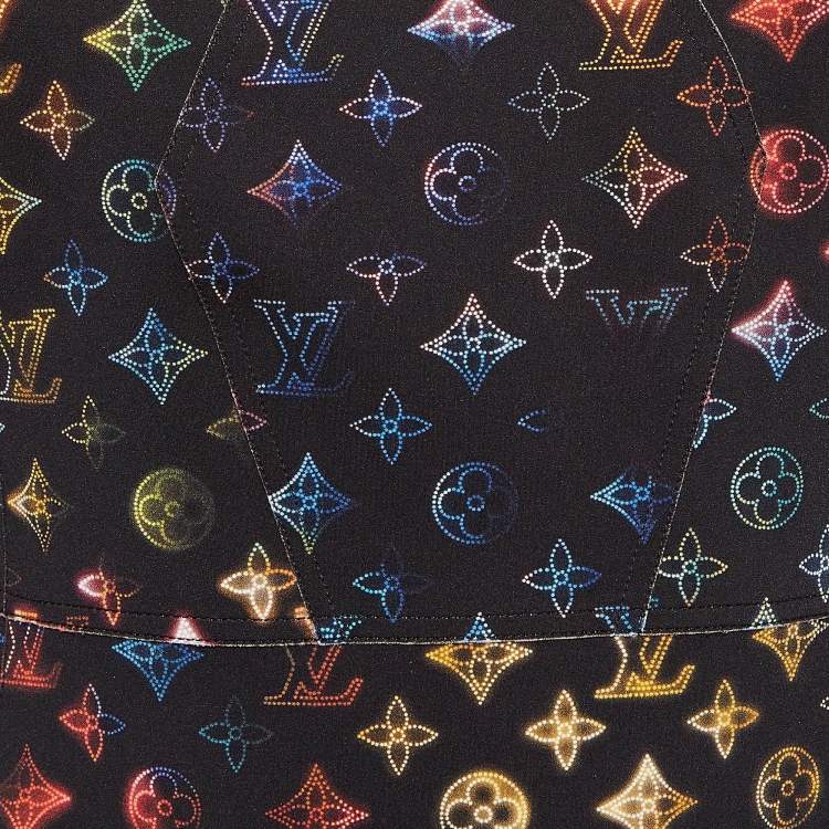 Pre Owned Louis Vuitton Black Neon Mahina Monogram Neoprene Fitted Dress M