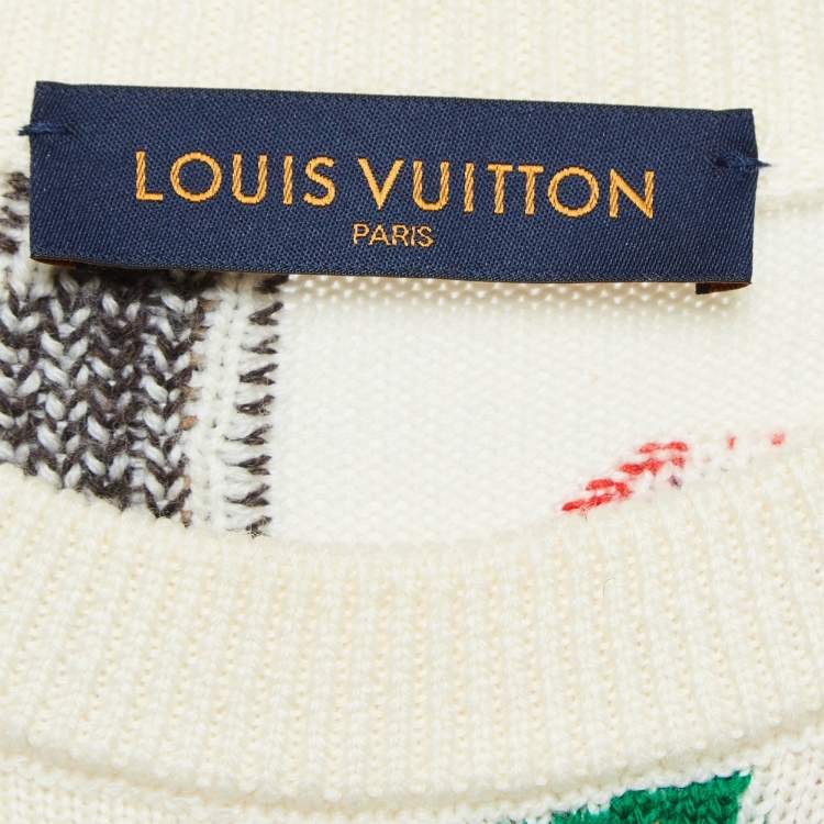 Pre Owned  Louis Vuitton x NBA Letters Intarsia Knit Crewneck Sweater S