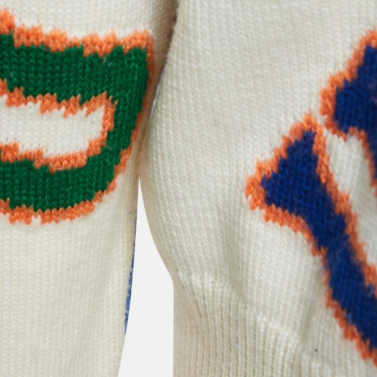 Pre Owned  Louis Vuitton x NBA Letters Intarsia Knit Crewneck Sweater S