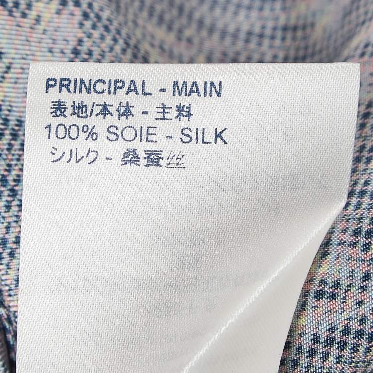 Pre Owned Louis Vuitton Blue Monogram Print Silk Wide-Leg Pants S