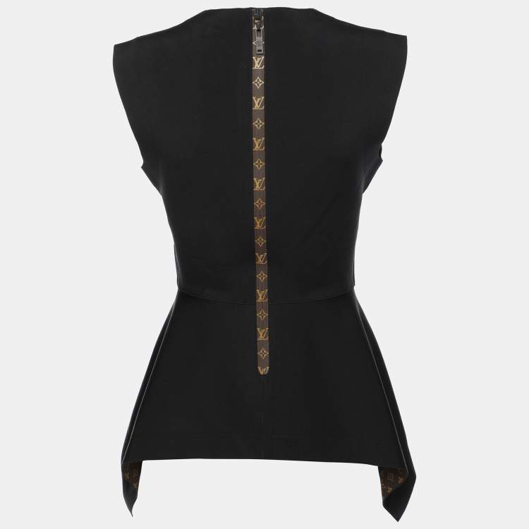 Pre Owned Louis Vuitton Black Jersey Peplum Top S