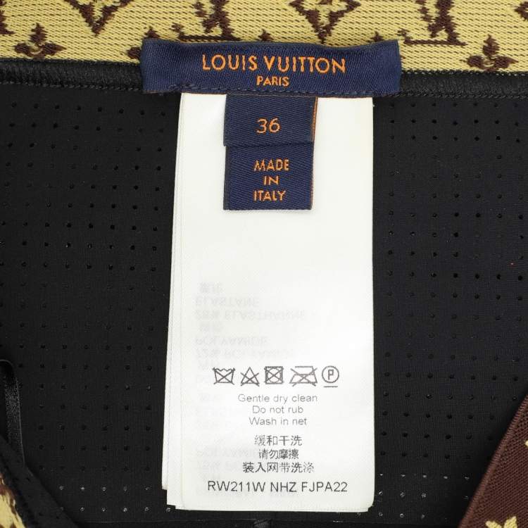 Pre Owned Louis Vuitton Black Jersey Monogram Elastic Belt Leggings S