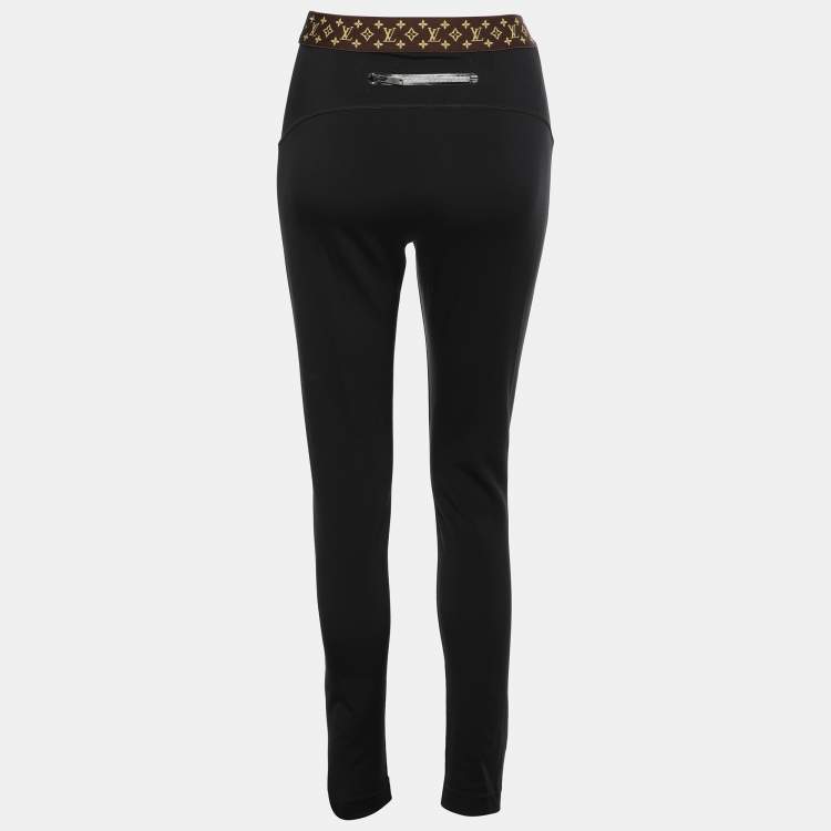 Pre Owned Louis Vuitton Black Jersey Monogram Elastic Belt Leggings S