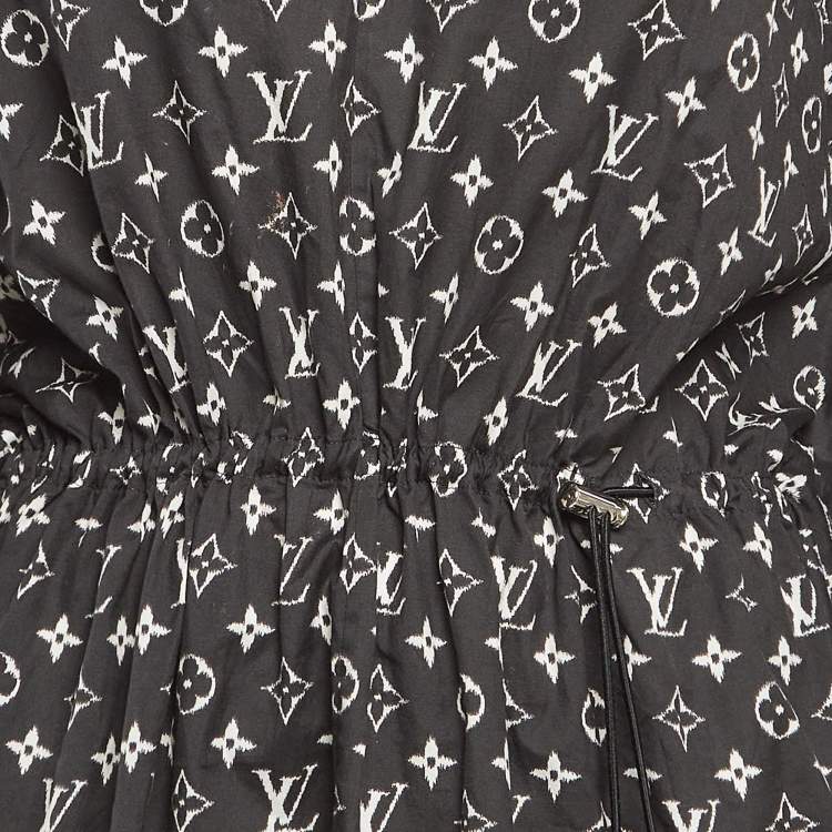 Pre Owned Louis Vuitton Black Monogram Cotton Kaftan Mini Dress S
