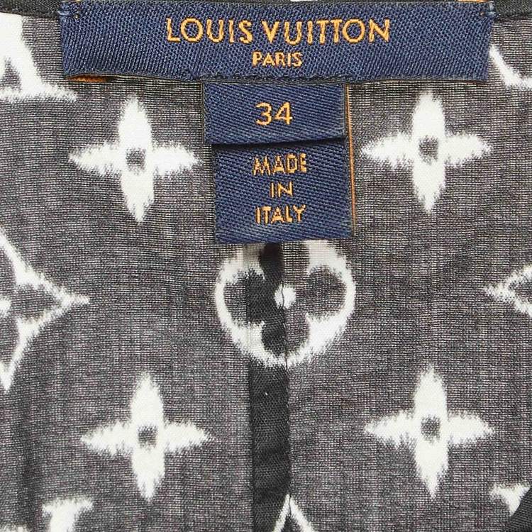 Pre Owned Louis Vuitton Black Monogram Cotton Kaftan Mini Dress S