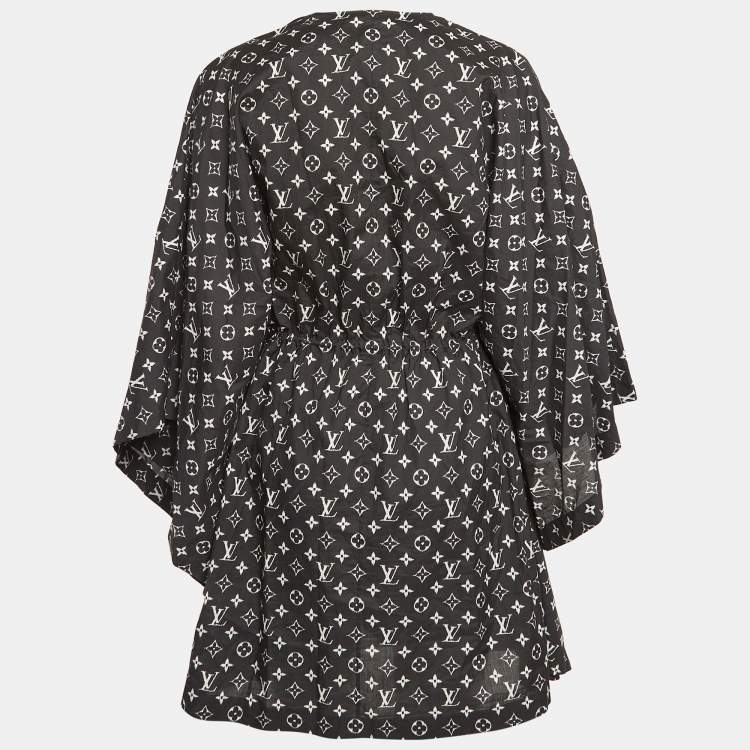 Pre Owned Louis Vuitton Black Monogram Cotton Kaftan Mini Dress S