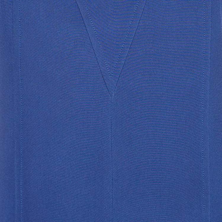 Pre Owned Louis Vuitton Blue Silk V-Neck Panelled Short Dress M