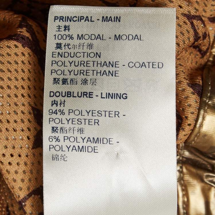 Pre Owned Louis Vuitton Metallic Monogram Print Modal Hooded Parka Coat S