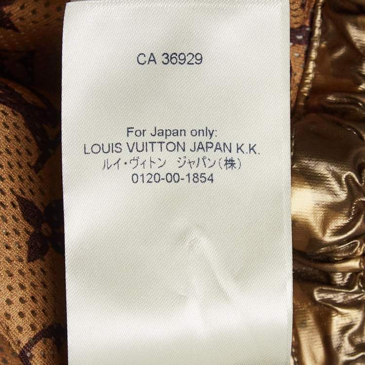 Pre Owned Louis Vuitton Metallic Monogram Print Modal Hooded Parka Coat S