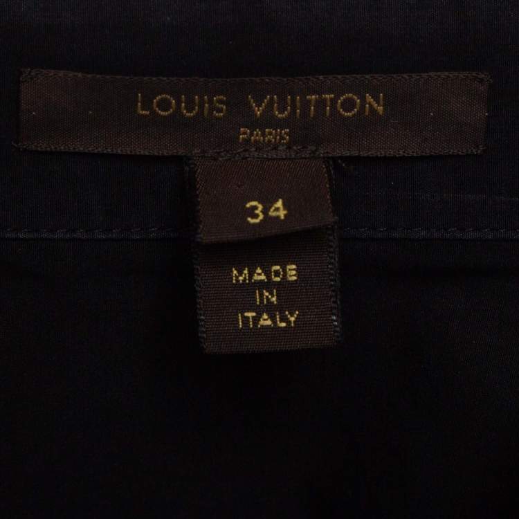 Pre Owned Louis Vuitton Black Cotton Beaded Collar Button Front Shirt S