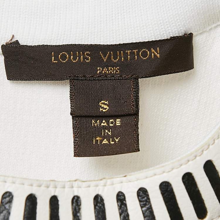 Pre Owned Louis Vuitton White Lace and Knit Trim Neck Mini Dress S