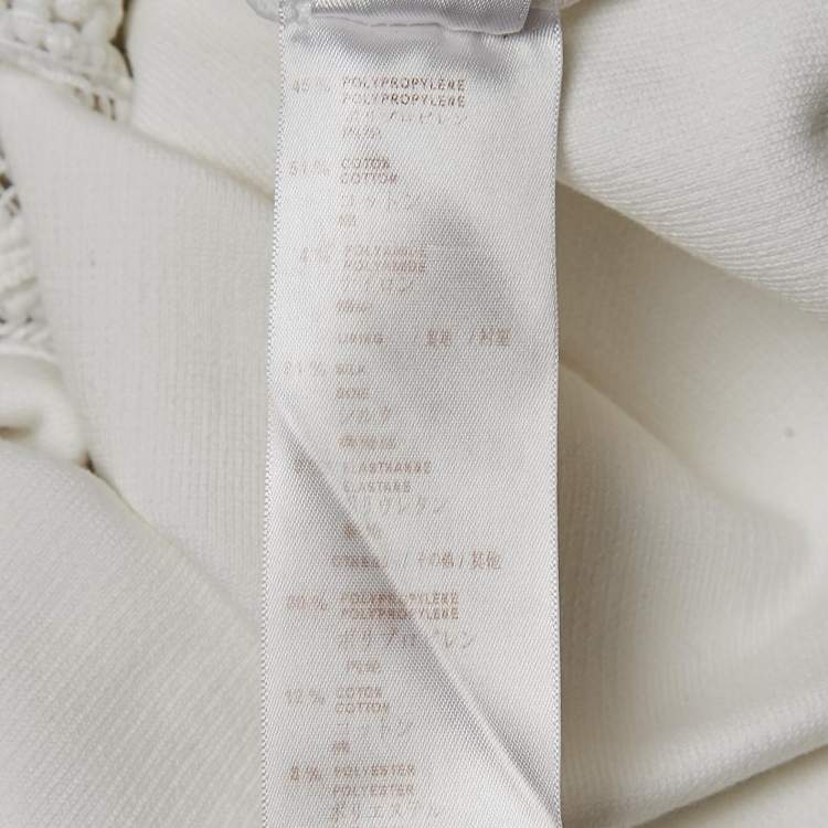 Pre Owned Louis Vuitton White Lace and Knit Trim Neck Mini Dress S