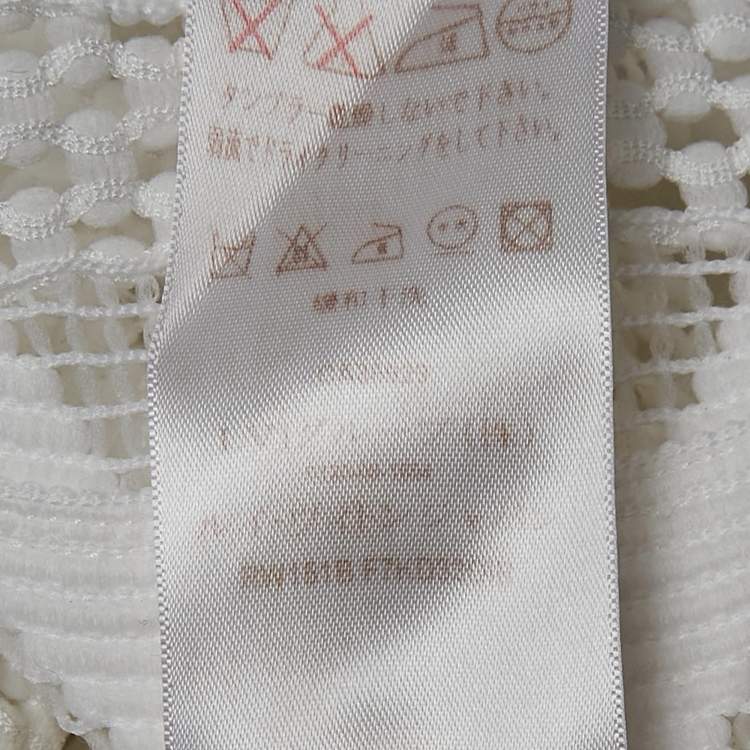 Pre Owned Louis Vuitton White Lace and Knit Trim Neck Mini Dress S