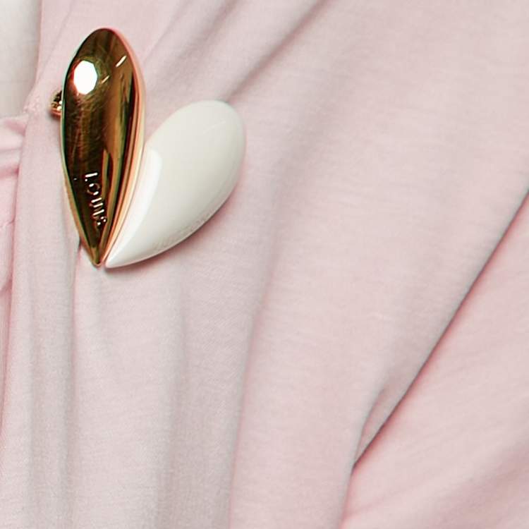 Pre Owned Louis Vuitton Pink Cotton Jersey Brooch Detail Top L