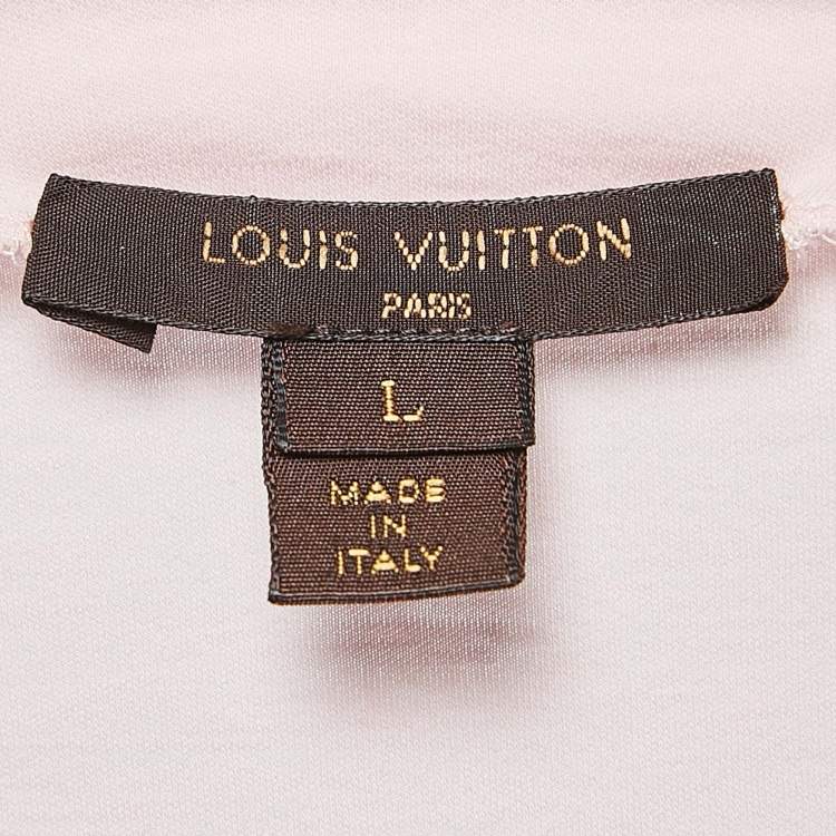 Pre Owned Louis Vuitton Pink Cotton Jersey Brooch Detail Top L