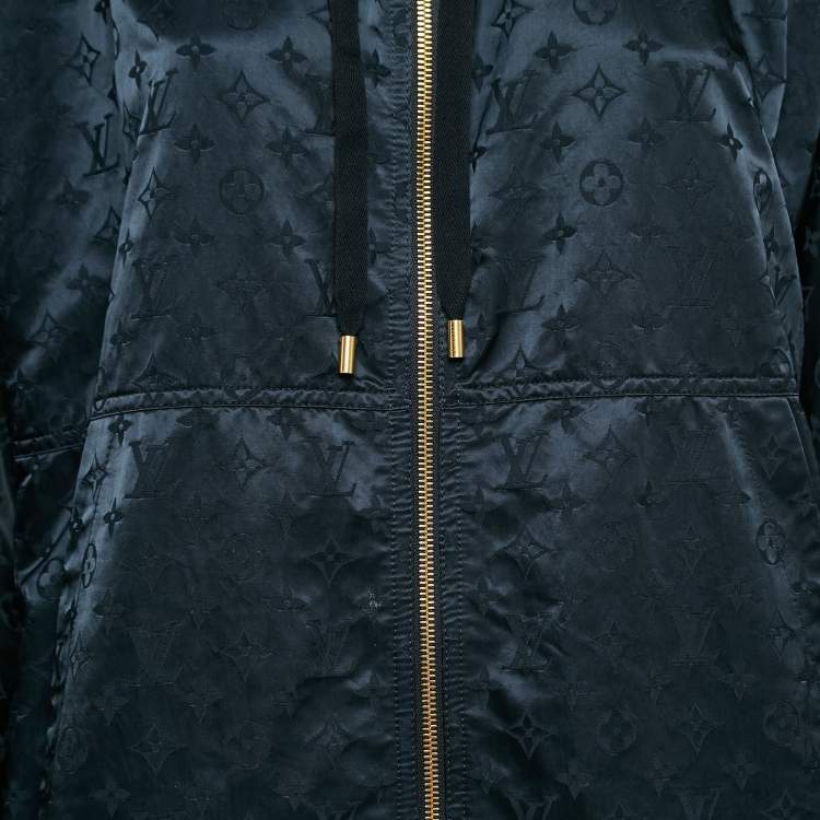 Pre Owned Louis Vuitton Black Monogram Synthetic Hooded Windbreaker M