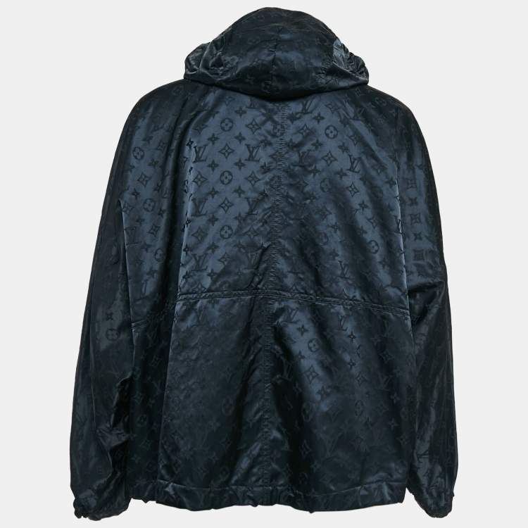 Pre Owned Louis Vuitton Black Monogram Synthetic Hooded Windbreaker M