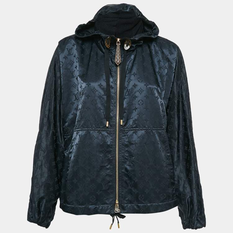 Pre Owned Louis Vuitton Black Monogram Synthetic Hooded Windbreaker M