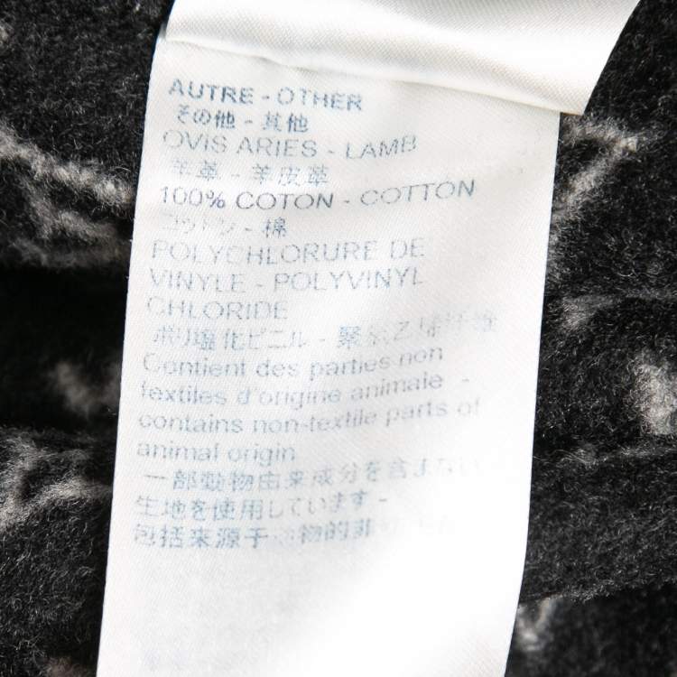 Pre Owned Louis Vuitton Black Wool Monogram Open-Front Hooded Coat M