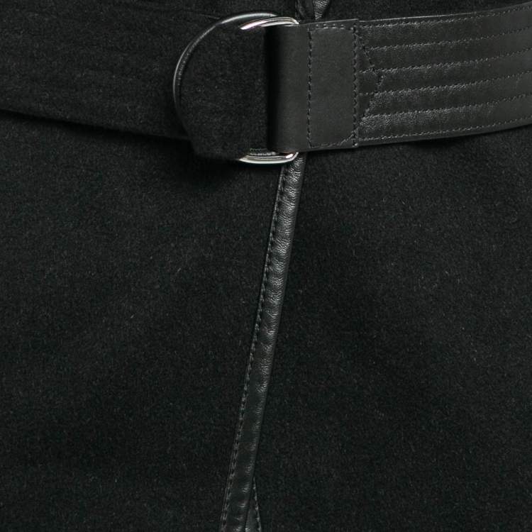 Pre Owned Louis Vuitton Black Wool Monogram Open-Front Hooded Coat M