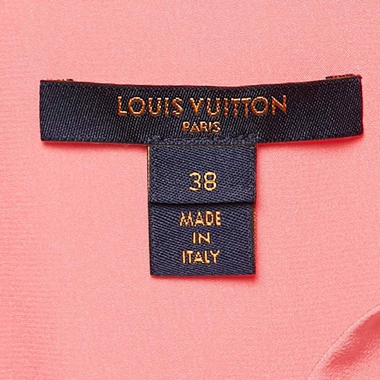 Pre Owned Louis Vuitton Pink Silk Button Front Bow Detail Shirt M