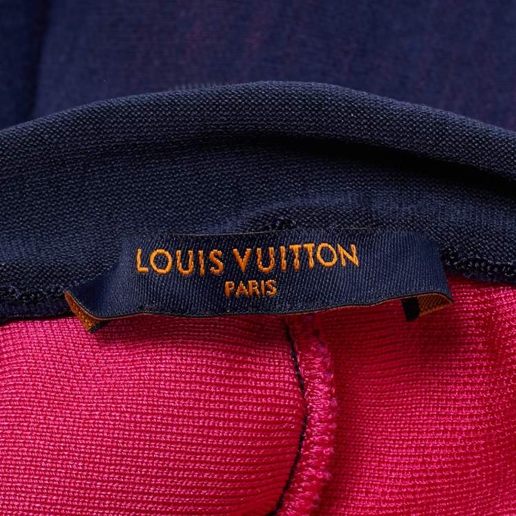 Pre Owned Louis Vuitton Blue Contrast Side Knit Ruffled Waist Shorts M