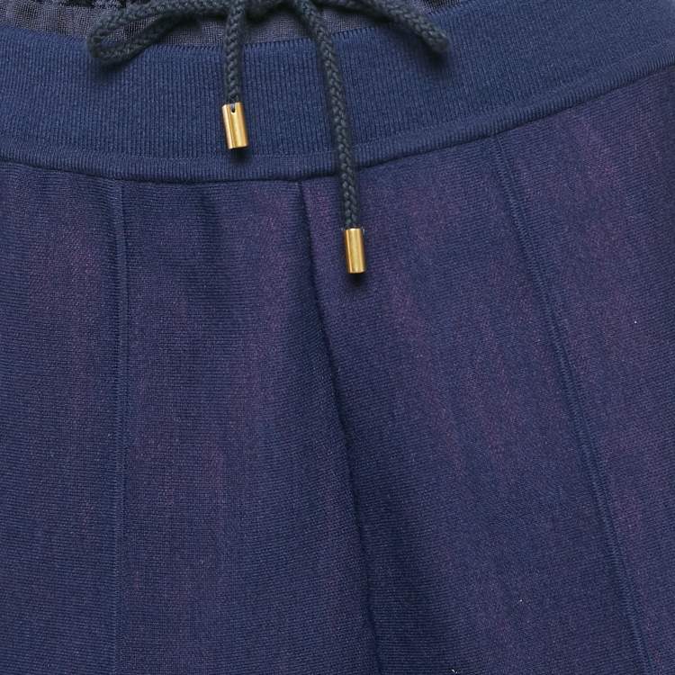 Pre Owned Louis Vuitton Blue Contrast Side Knit Ruffled Waist Shorts M
