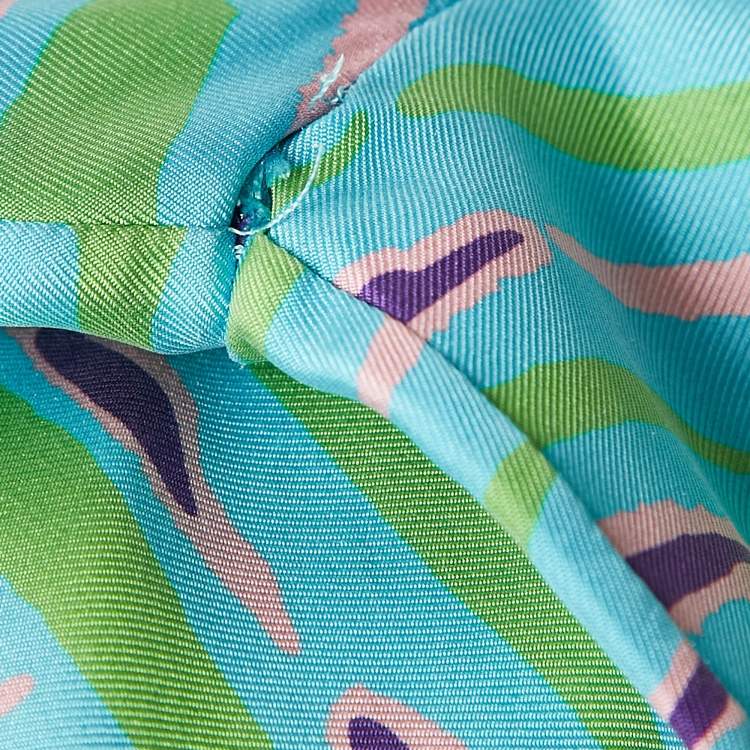 Pre Owned Louis Vuitton Blue Saturated Epi Print Silk Shirt and Shorts Set S