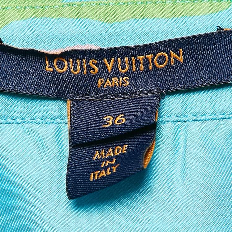 Pre Owned Louis Vuitton Blue Saturated Epi Print Silk Shirt and Shorts Set S
