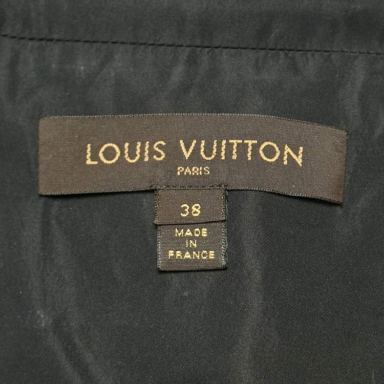Pre Owned Louis Vuitton Navy Blue Textured Neoprene Biker Jacket M