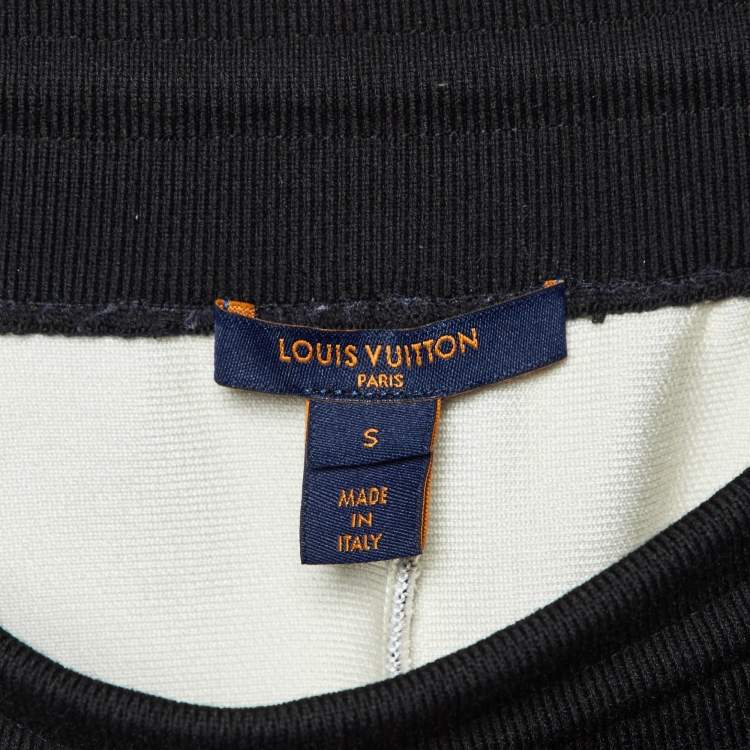 Pre Owned Louis Vuitton Black Striped Logo Knit Jogger Pants S 