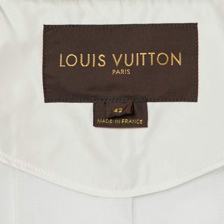 Pre Owned Louis Vuitton Pale Blue Textured Silk Short Jacket L